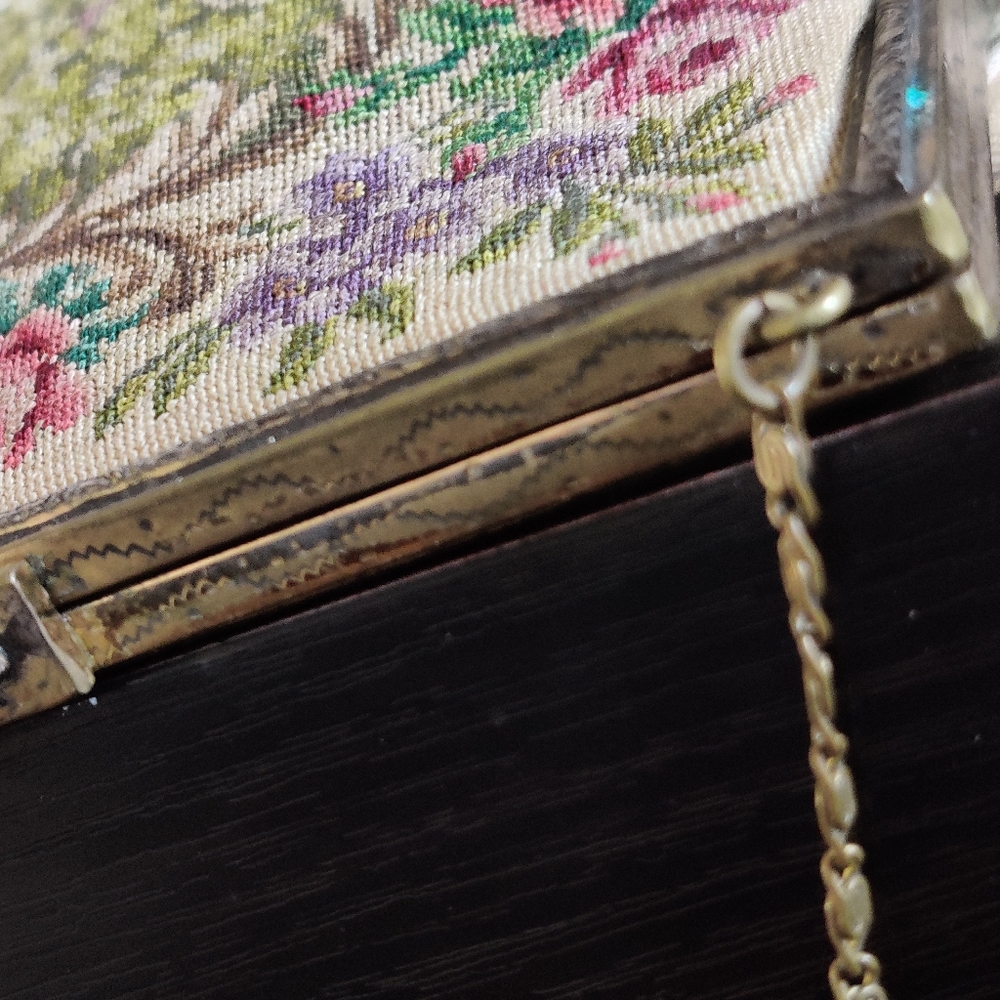 Antique Morabito France Petit Point Hand Embroidered Evening Bag Clutch - Picture 5 of 16